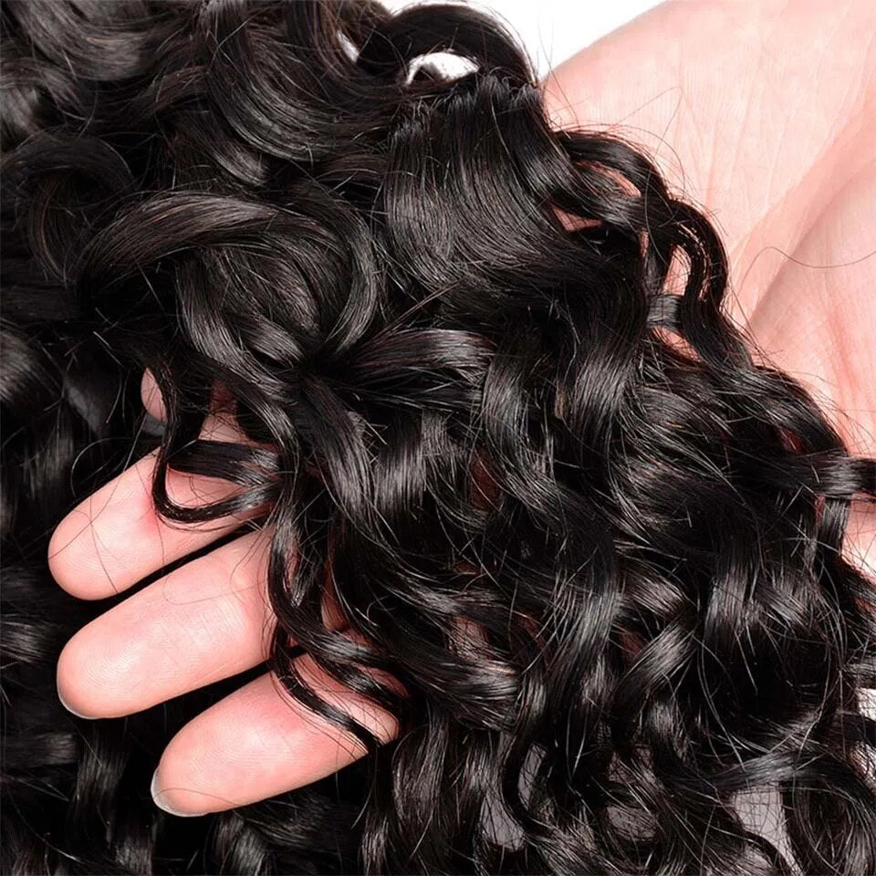 NextFace Brazilian Hair 32 34 inch Water Wave Human Hair Bundles Natural Color Water Wave Hair Bundles Thick Hair Weaves-3