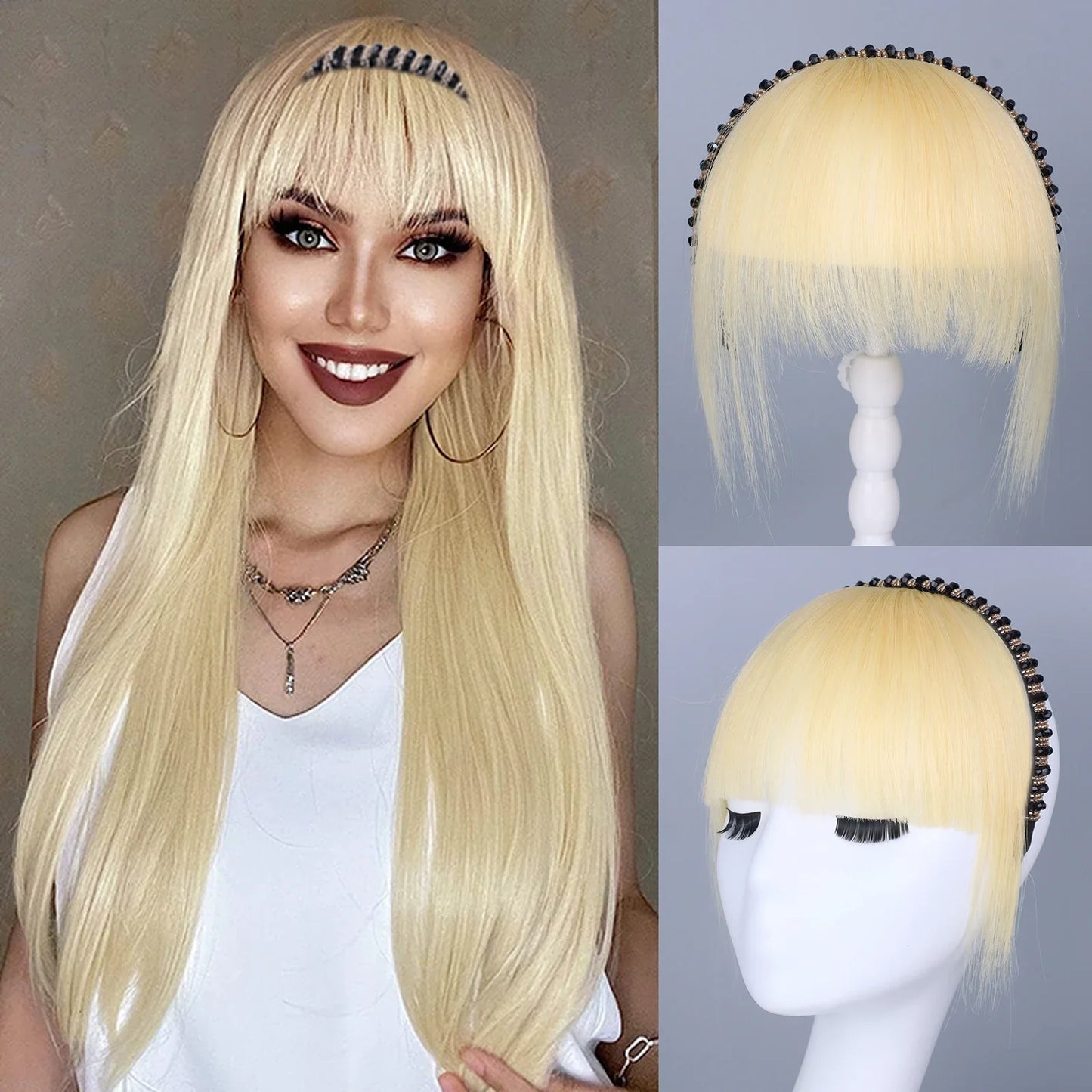 Real Human Hair Short Straight Bangs Extension-9