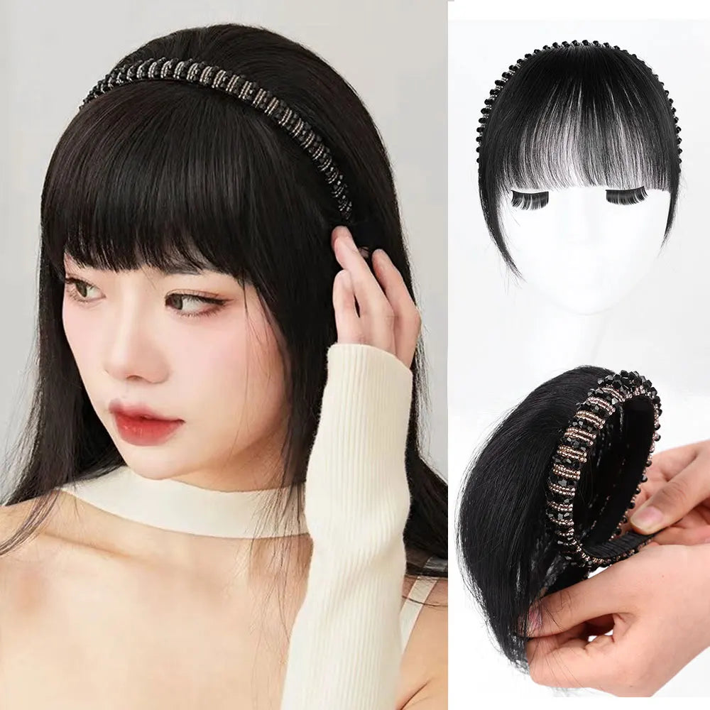 Real Human Hair Short Straight Bangs Extension-0