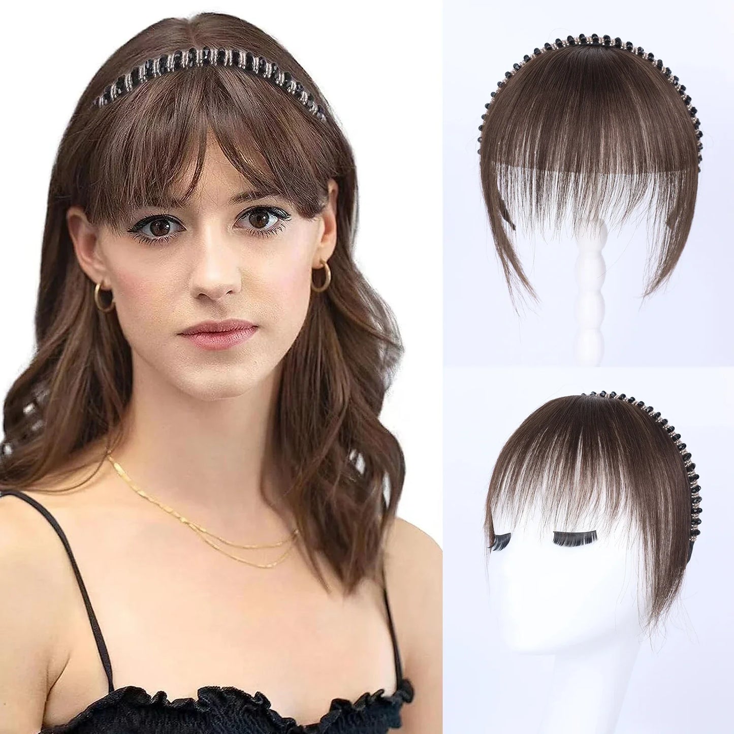 Real Human Hair Short Straight Bangs Extension-10