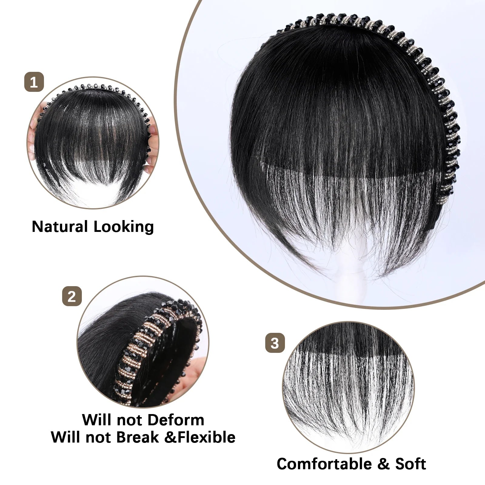 Real Human Hair Short Straight Bangs Extension-2