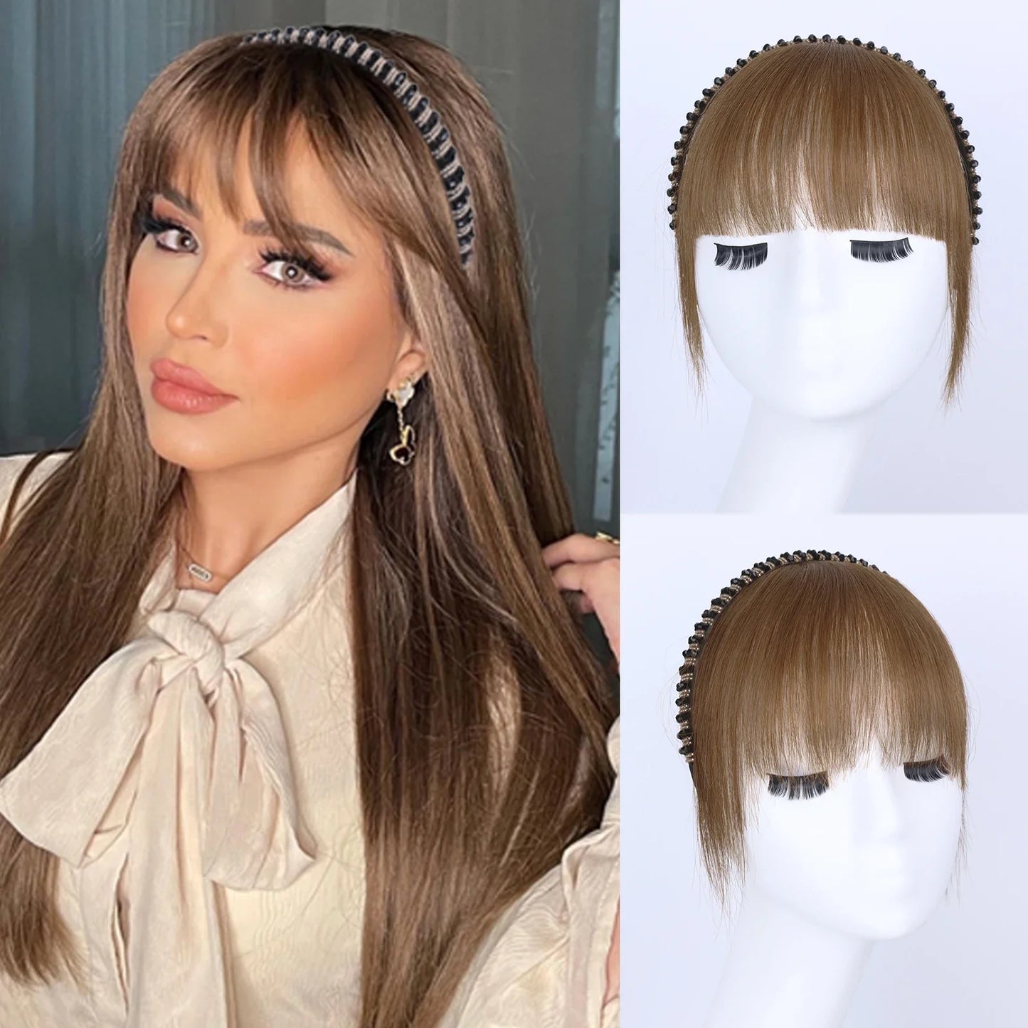 Real Human Hair Short Straight Bangs Extension-7