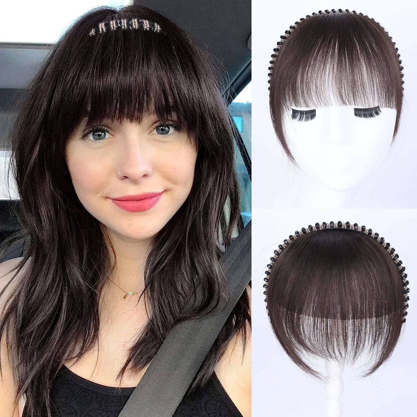 Real Human Hair Short Straight Bangs Extension-11