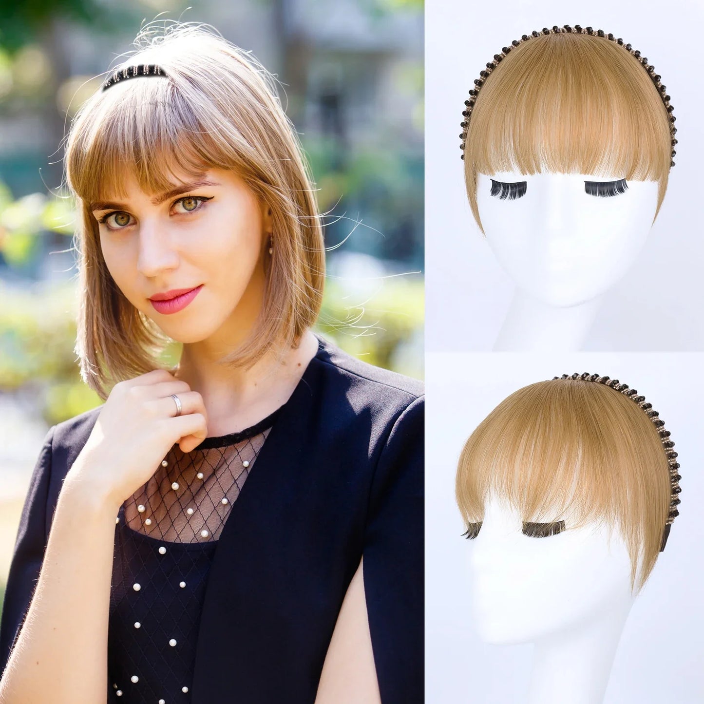 Real Human Hair Short Straight Bangs Extension-8