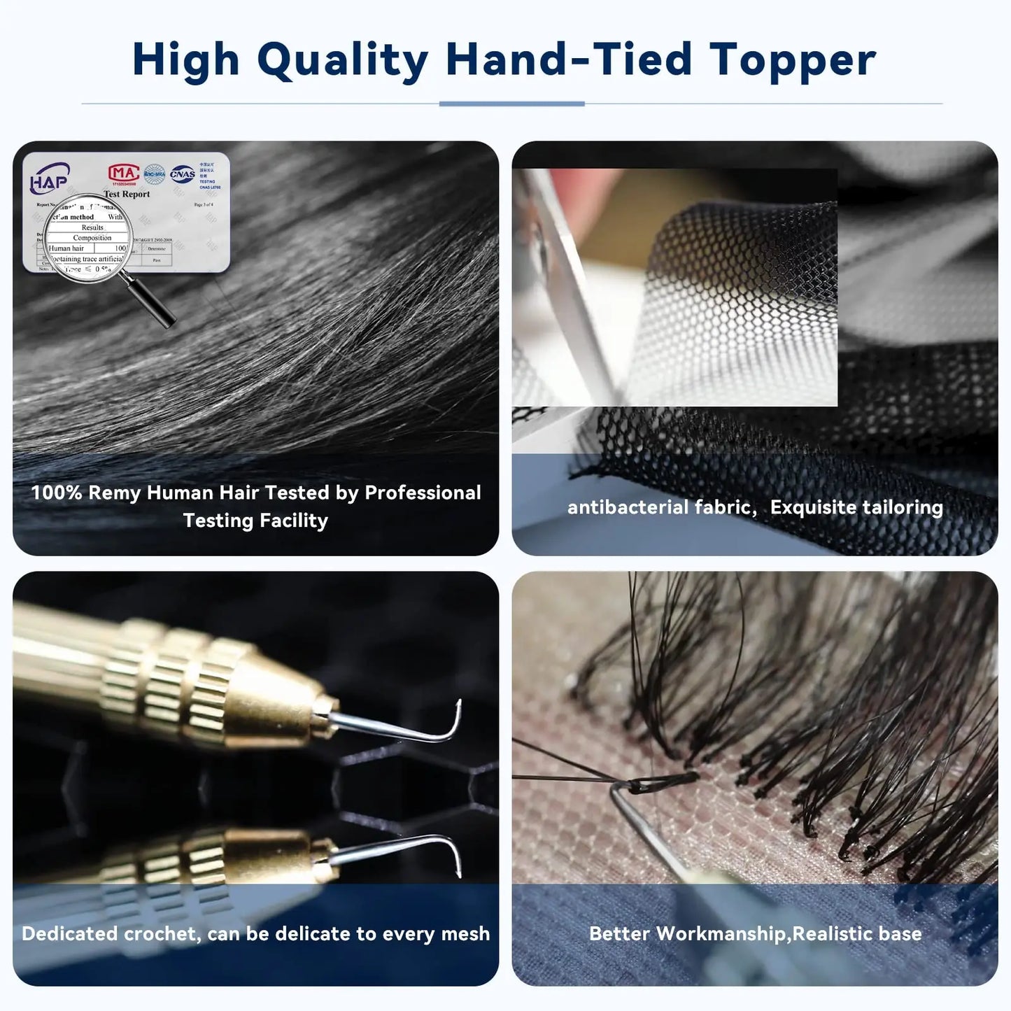 Ash Gray Brown 100% Remy Human Hair Toppers Clips-3