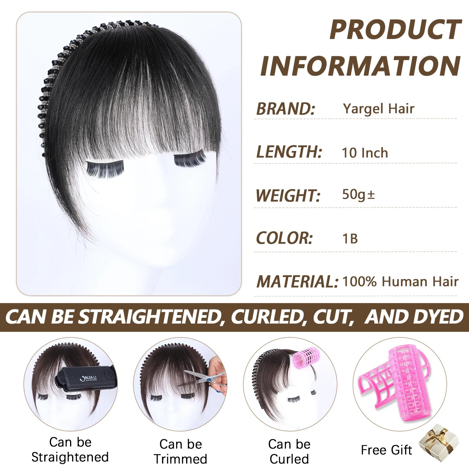 Real Human Hair Short Straight Bangs Extension-1