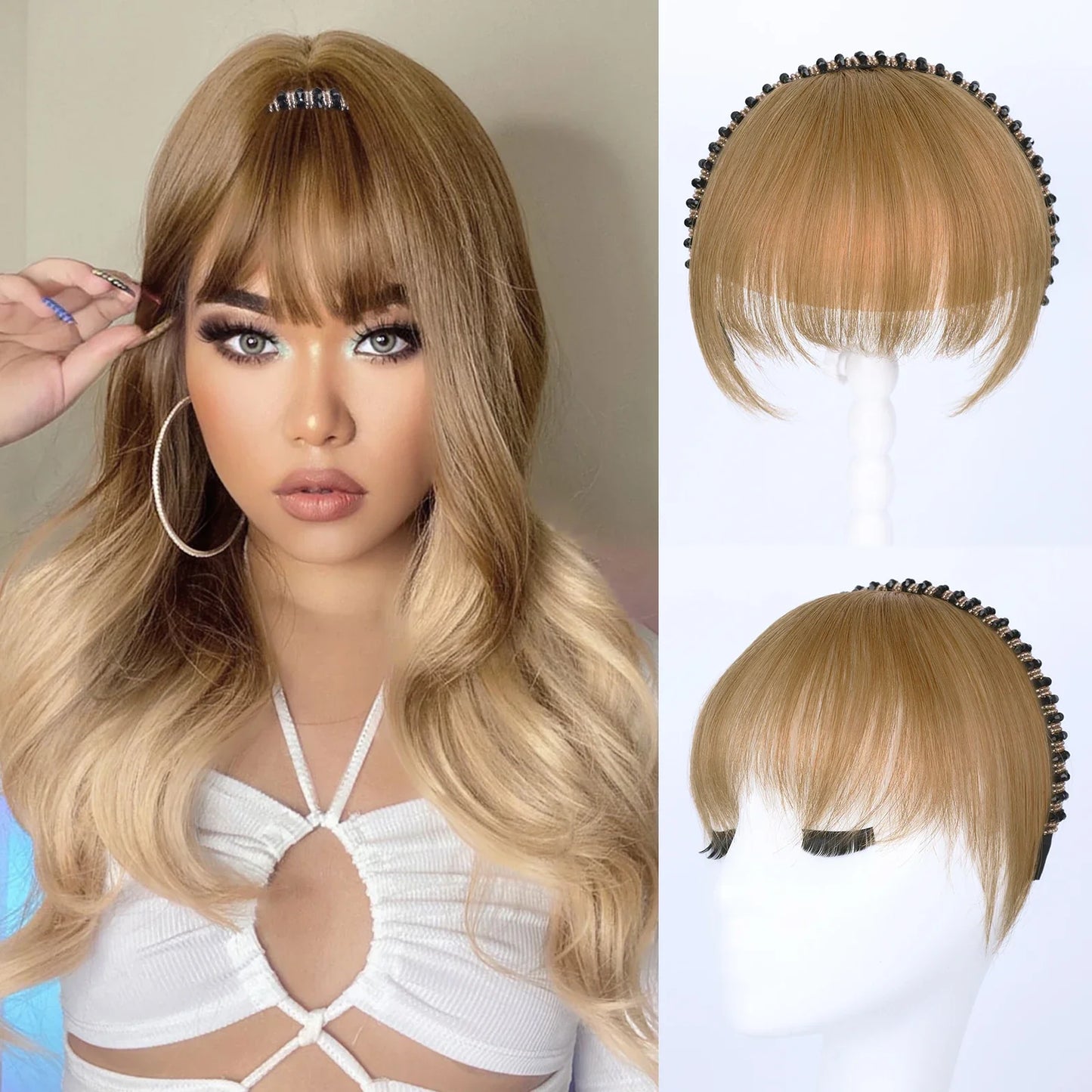 Real Human Hair Short Straight Bangs Extension-6