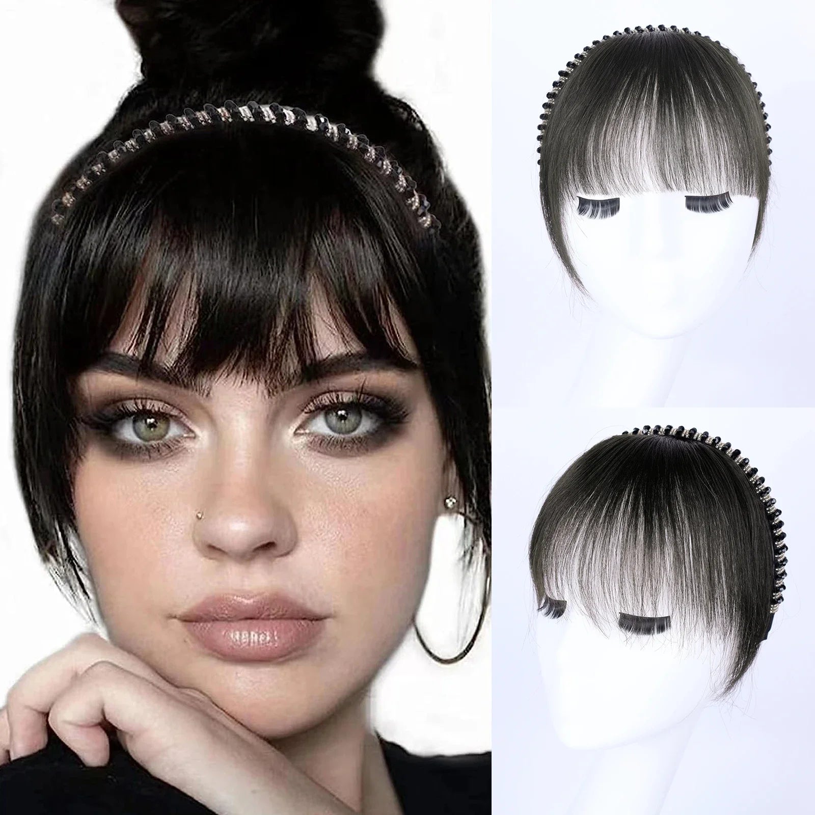 Real Human Hair Short Straight Bangs Extension-5